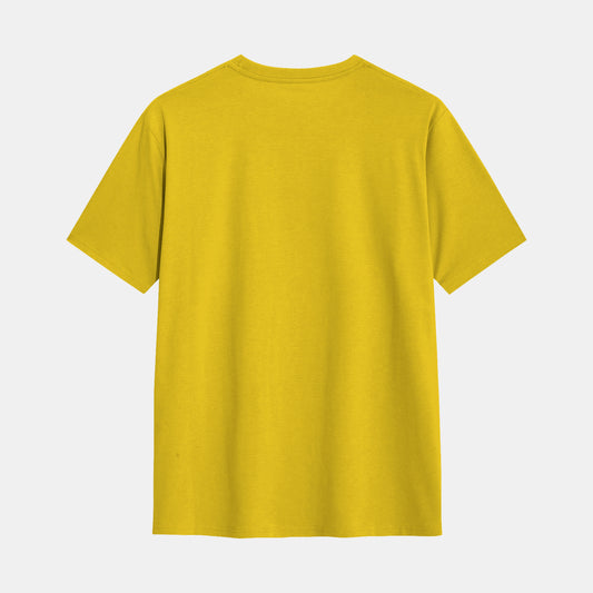 Hashtruck Solid Yellow Cotton Plain T-Shirt