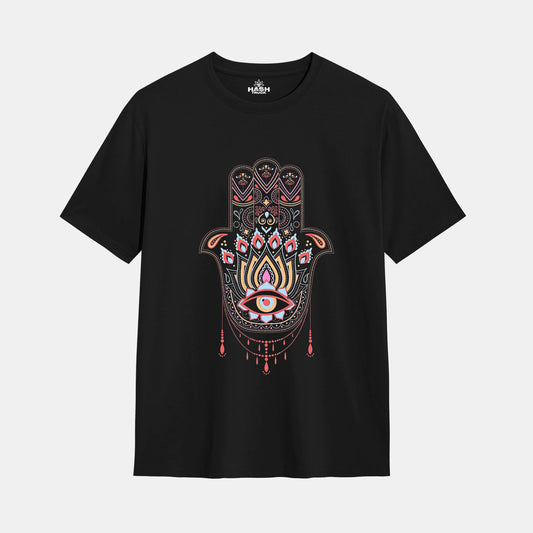 Hashtruck Hamsa Hand Black Regular Fit T-Shirt