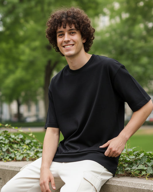 The Midnight Onyx Boxy Black Oversize Tee