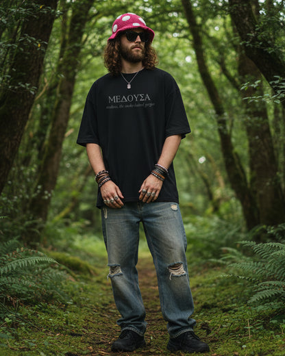 The Snake Gorgon Medusa Oversized Fit Black T-Shirt