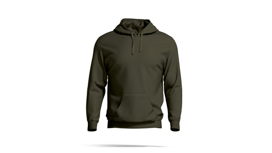 Hashtruck Olive Green Plain Cotton Hoodie for Men & Women