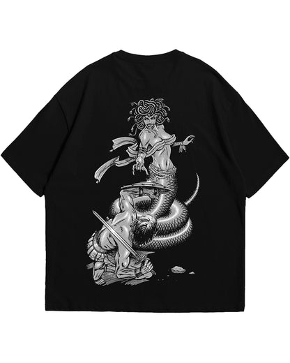 The Snake Gorgon Medusa Oversized Fit Black T-Shirt