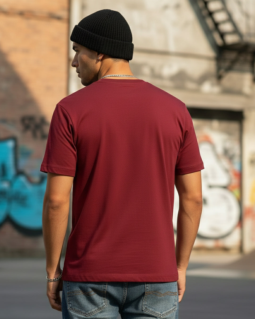 Classic Maroon Regular Fit Cotton Tee