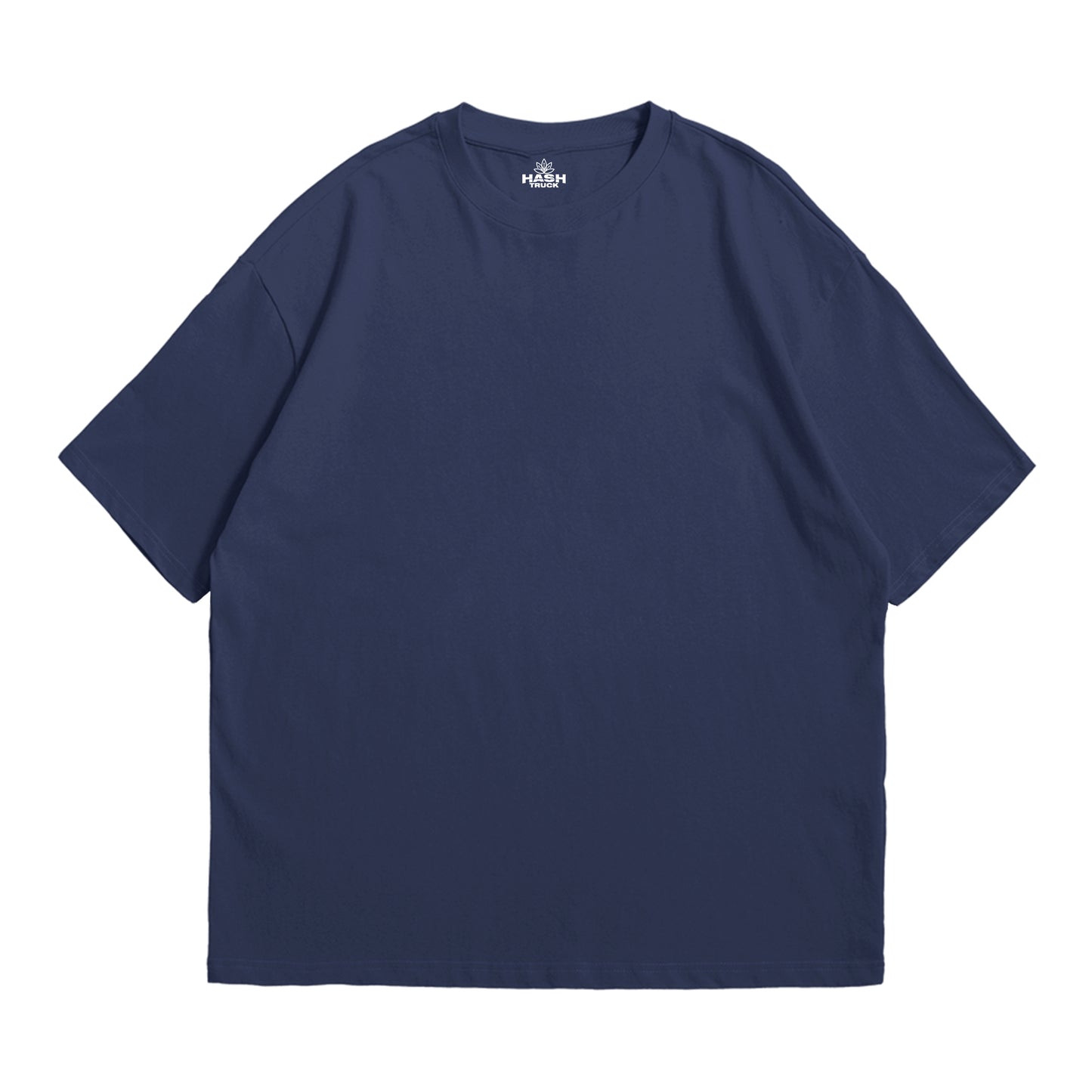 Hashtruck Solid Navy Blue Soft Jersey Oversized T-shirt