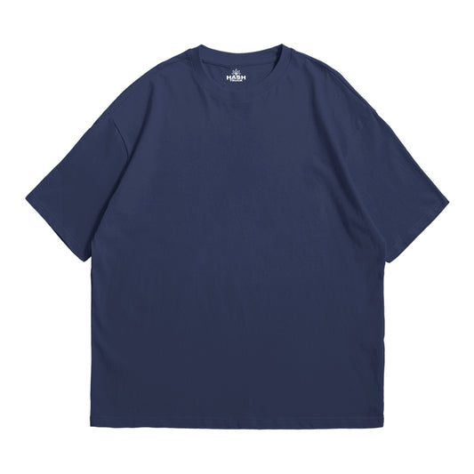 Hashtruck Solid Navy Blue Soft Jersey Oversized T-shirt