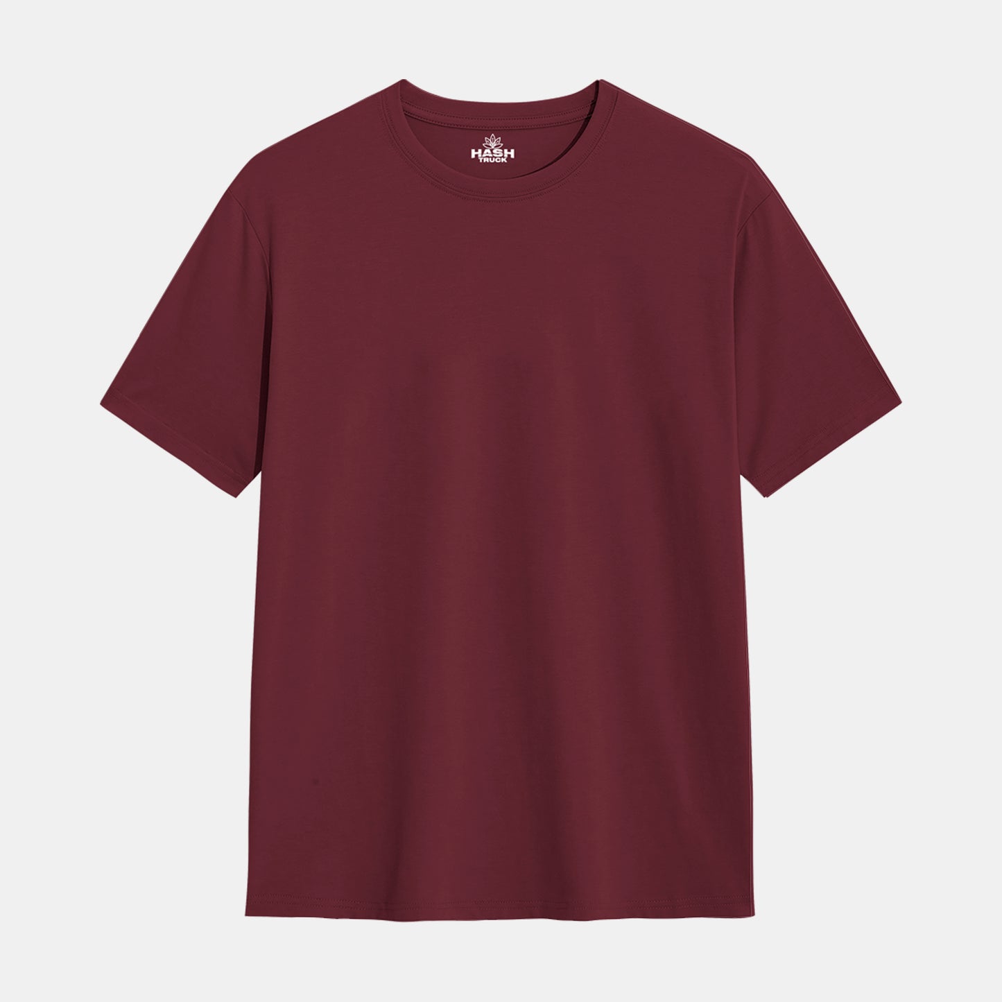 Hashtruck Solid Wine Cotton Plain T-Shirt