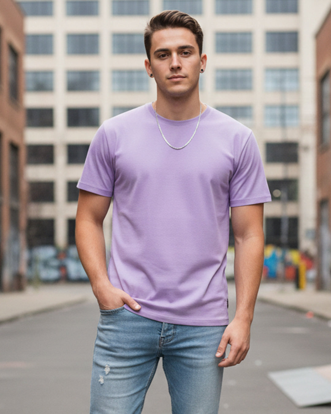 Classic Lavender Regular Fit Cotton Tee