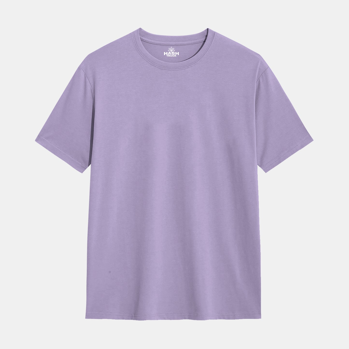 Hashtruck Solid Lavender Cotton Plain T-Shirt