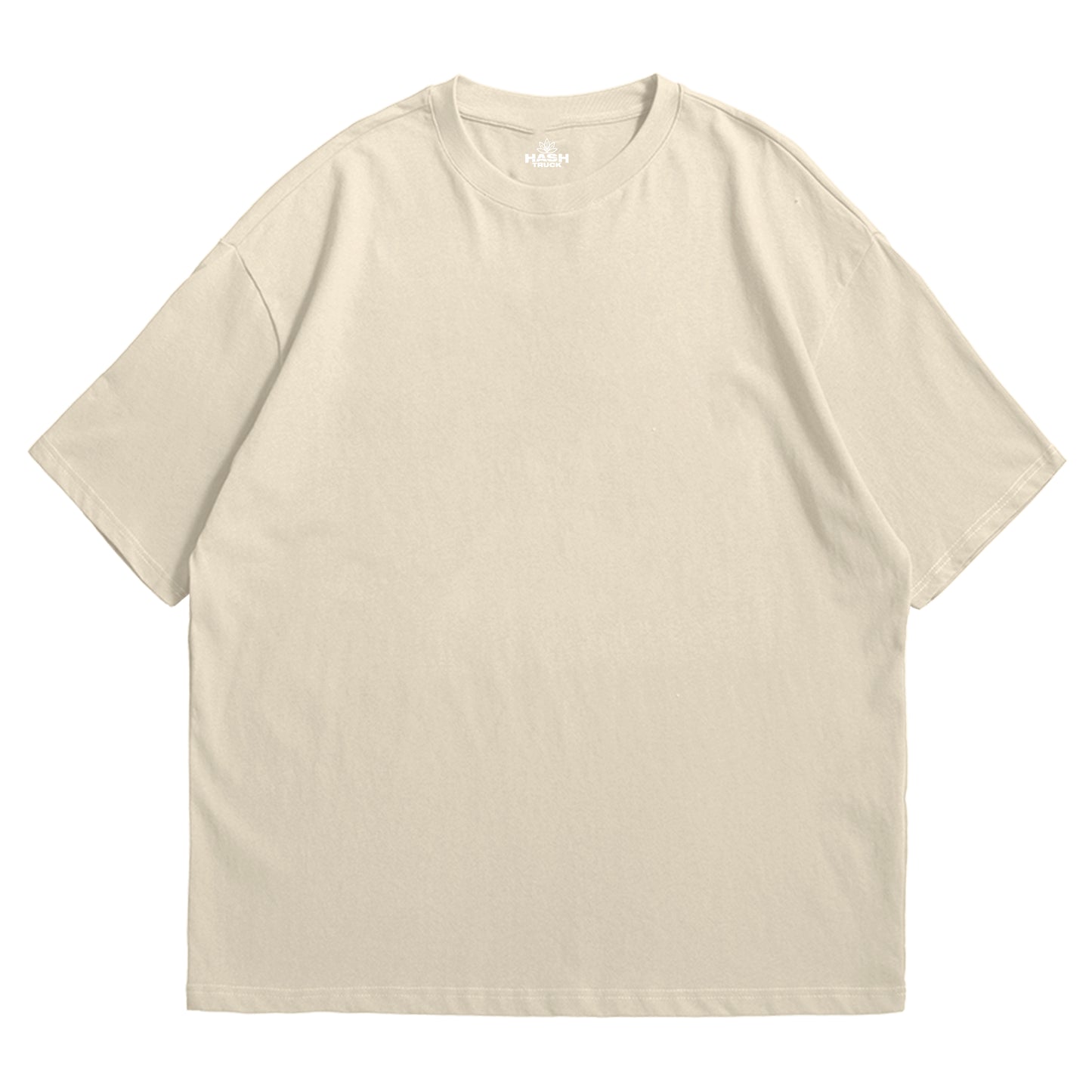 Hashtruck Solid Beige Soft Jersey Oversized T-shirt