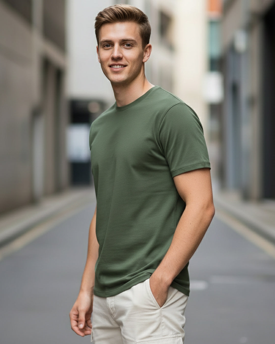 Combat Olive Regular Fit Cotton Tee