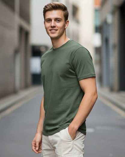 Combat Olive Regular Fit Cotton Tee