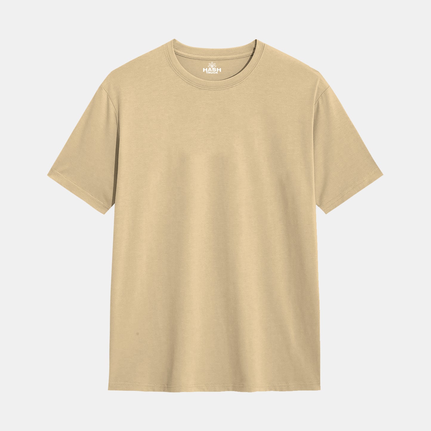 Hashtruck Solid Beige Cotton Plain T-Shirt