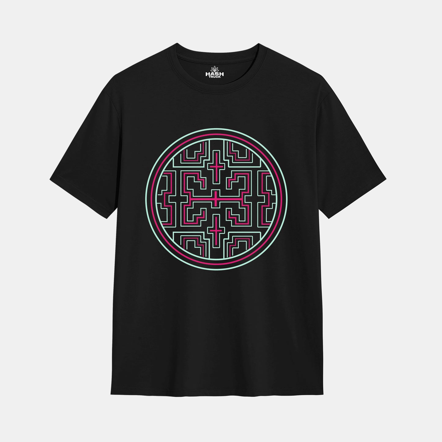 Hashtruck Shipibo Mandala Black Regular Fit T-Shirt