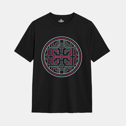 Shipibo Mandala Vision Premium Black Graphic T-Shirt