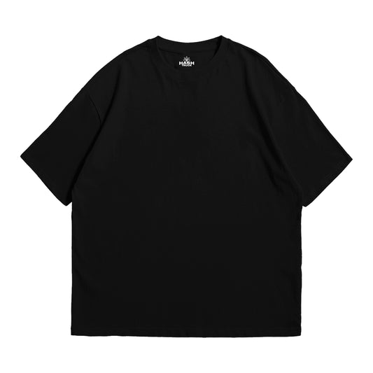 Hashtruck Solid Black Soft Jersey Oversized T-shirt