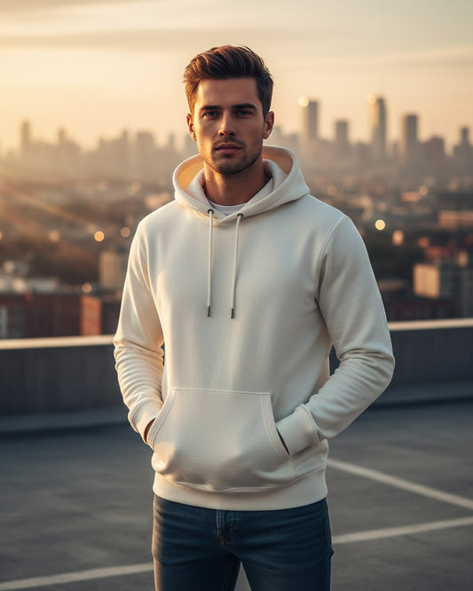 Hashtruck Milky Off-white Color Hoodie