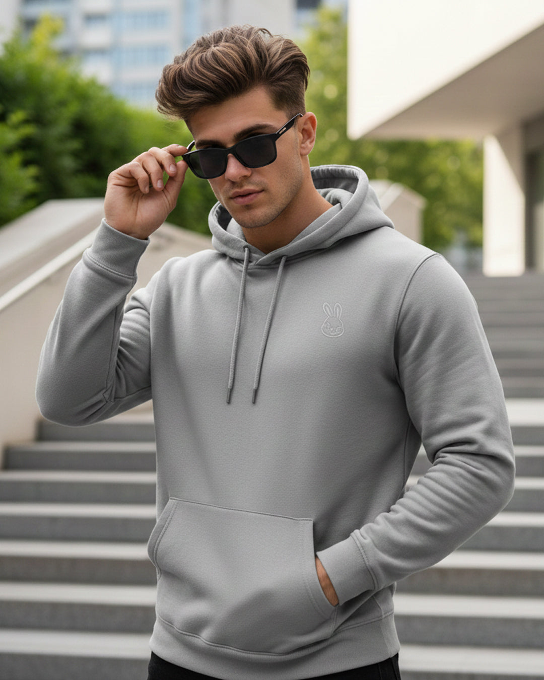 Hashtruck Rich Grey Color Hoodie.