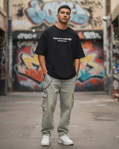 Don't Blame the Drug: Black Oversized Botanical Tee