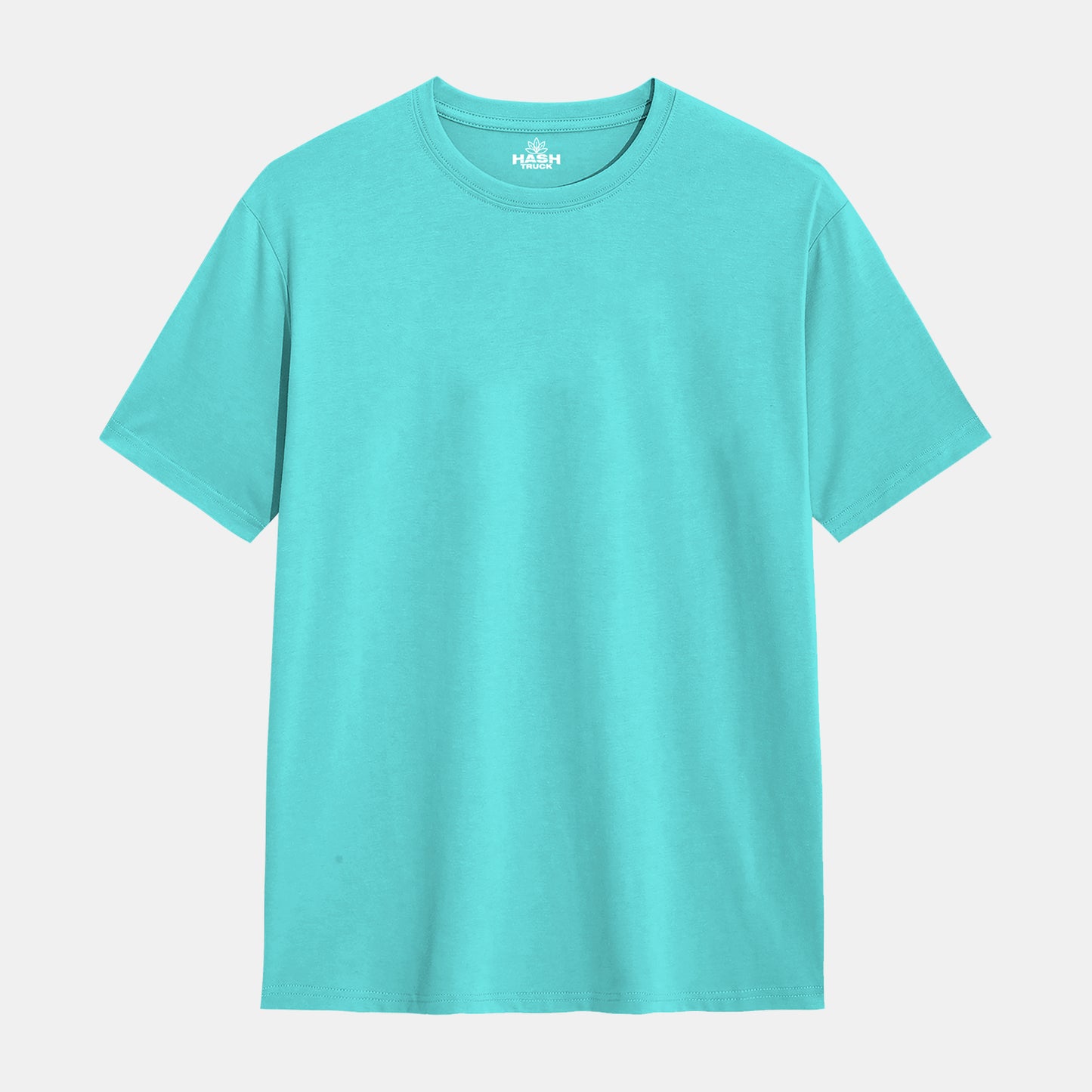 Hashtruck Solid Ice Blue Cotton Plain T-Shirt