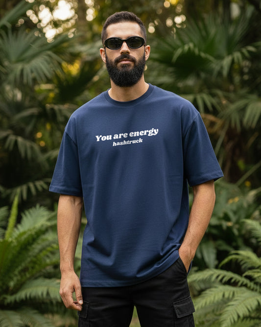 The Floral Trip Oversize Navy Blue Tee