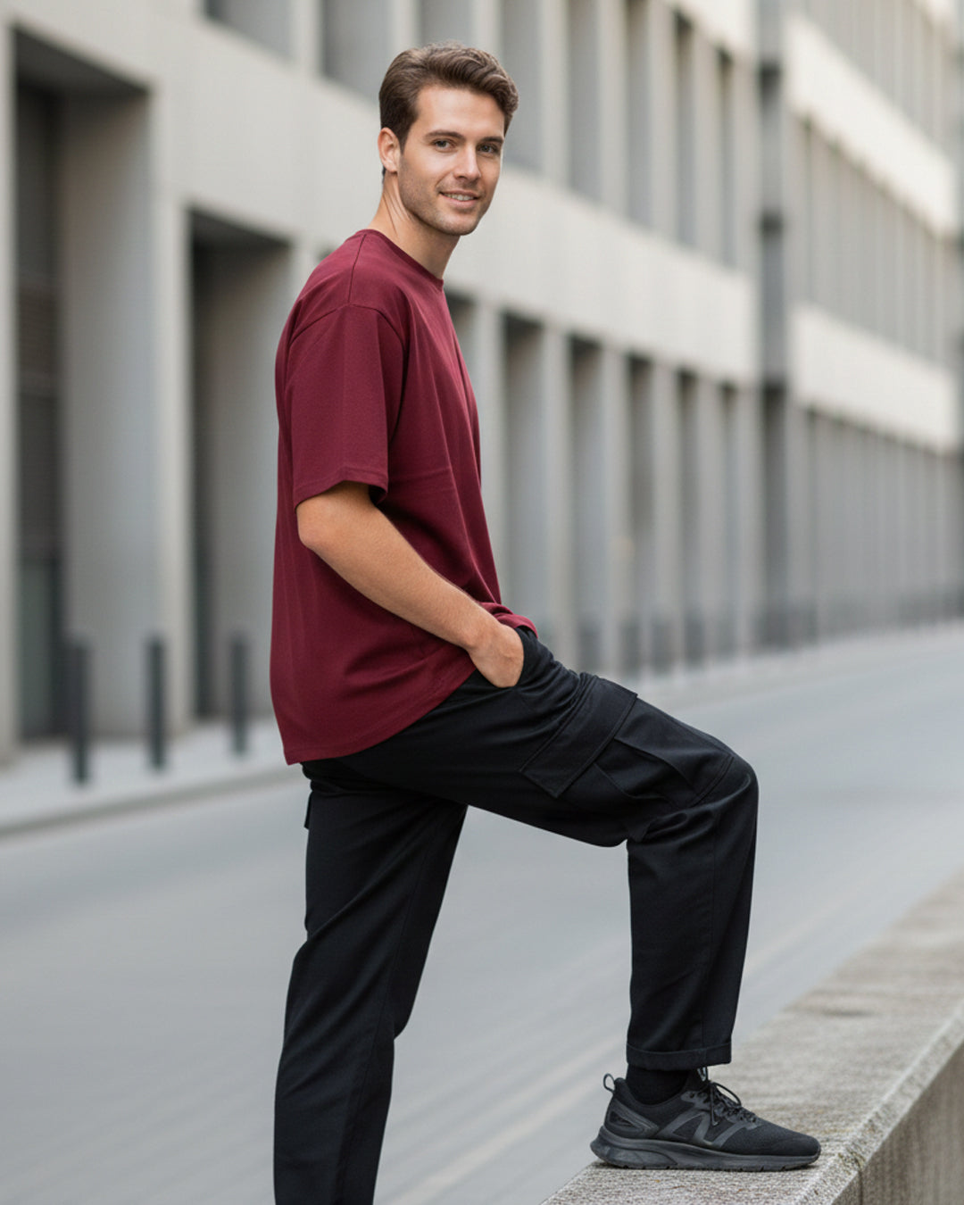 The Midnight Urban Maroon Oversize Heavyweight Tee