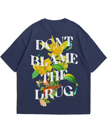 The Floral Trip Oversize Navy Blue Tee