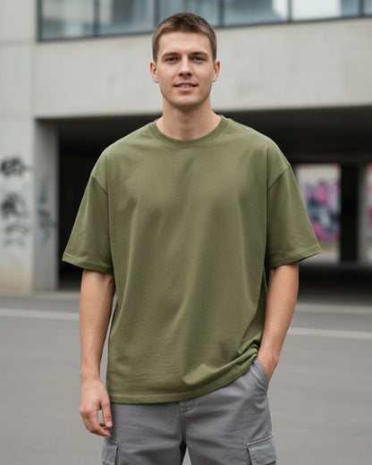 Urban Moss Army Green Oversized Heavyweight Tee