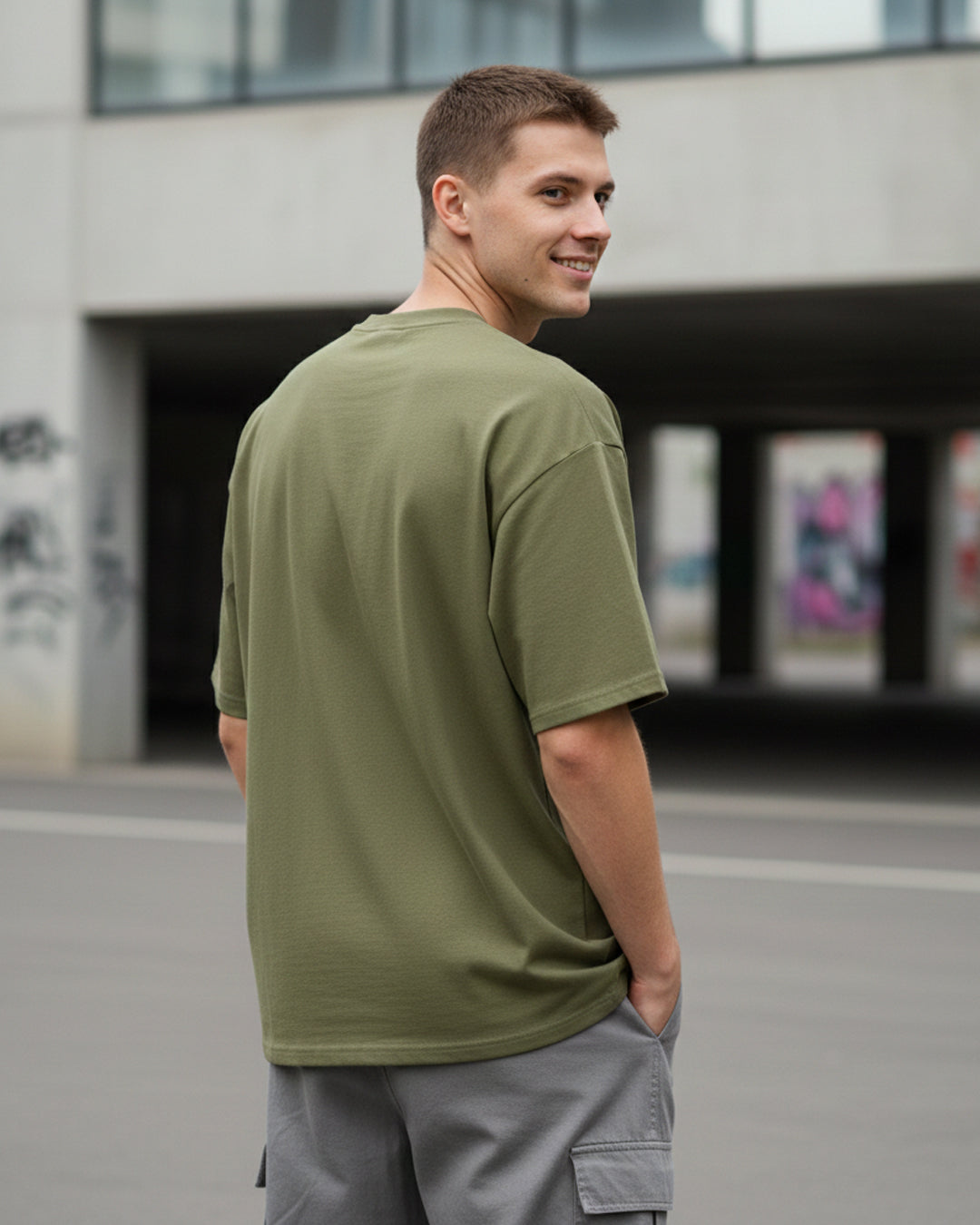 Urban Moss Army Green Oversized Heavyweight Tee