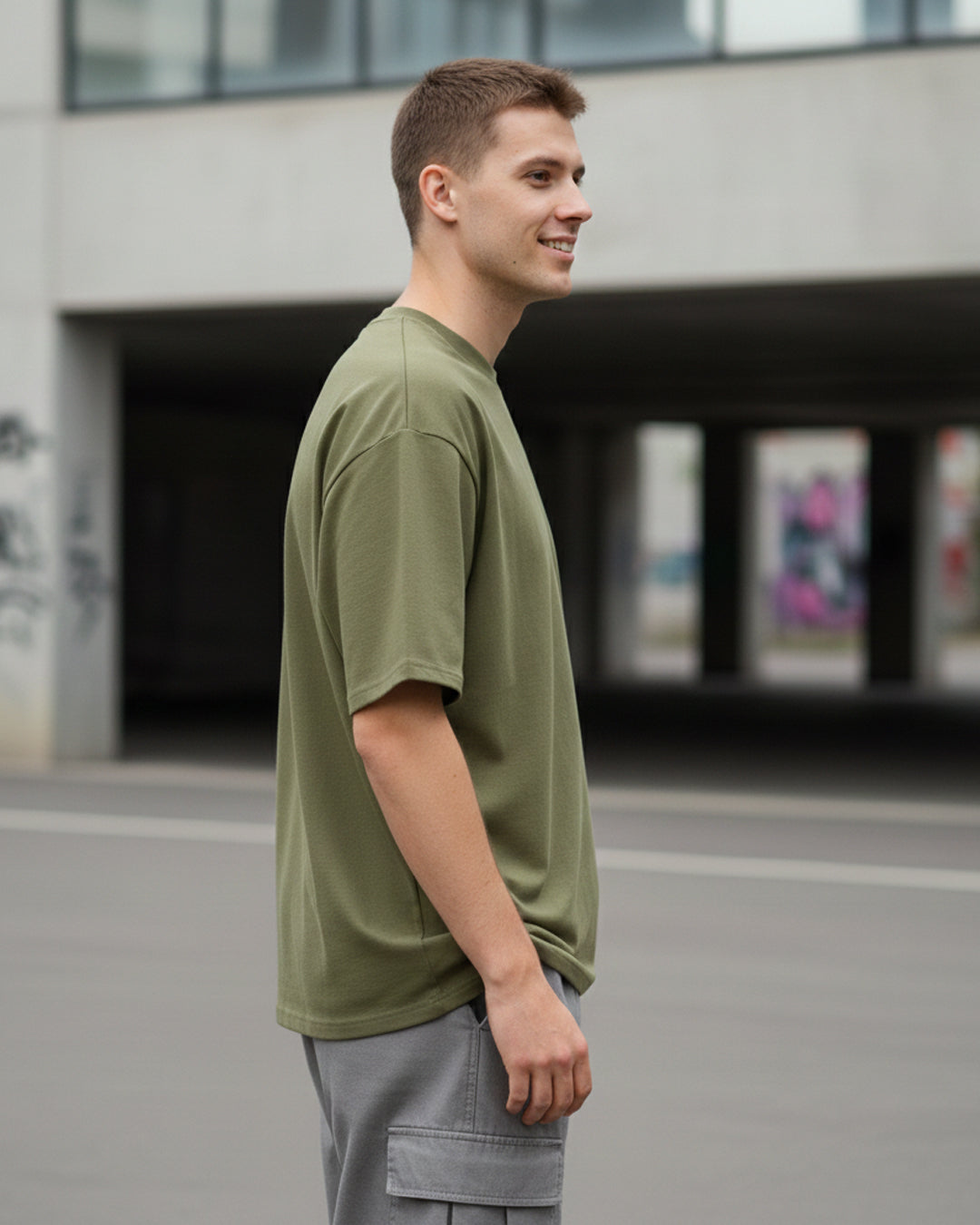 Urban Moss Army Green Oversized Heavyweight Tee