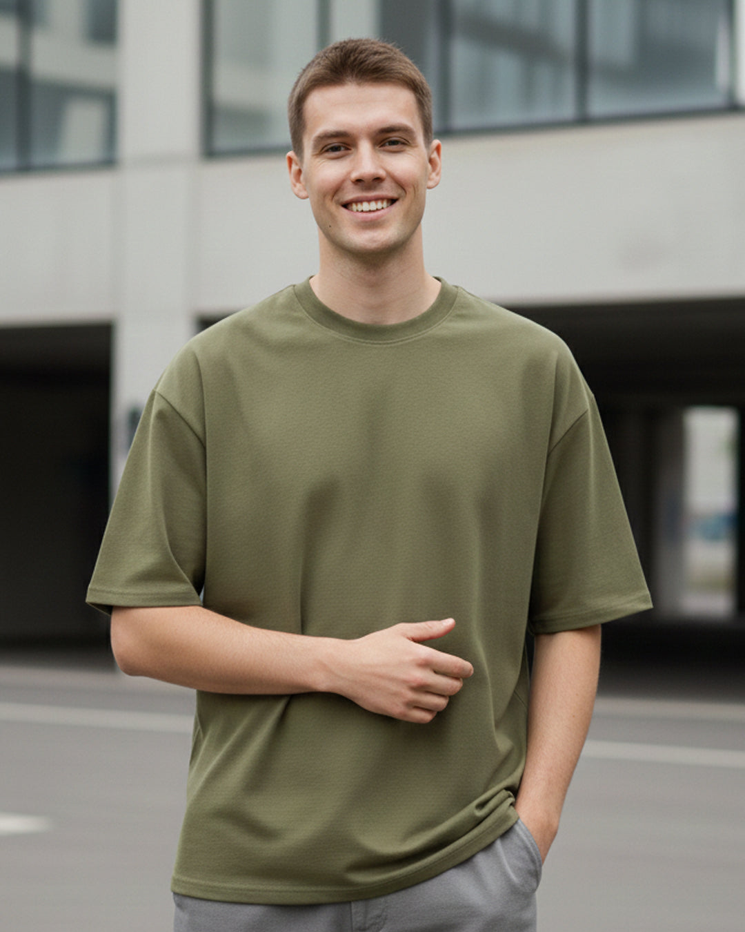 Urban Moss Army Green Oversized Heavyweight Tee