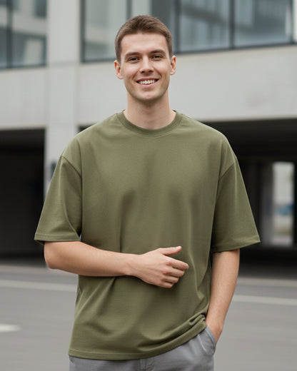 Urban Moss Army Green Oversized Heavyweight Tee