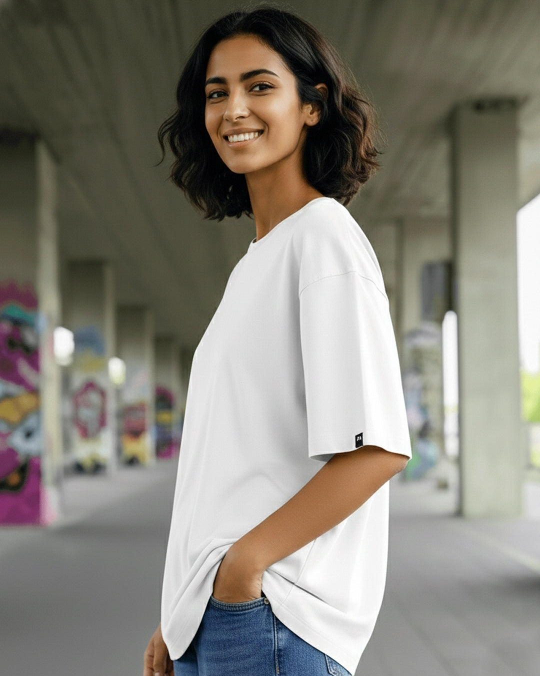 Essential White Drop-Shoulder