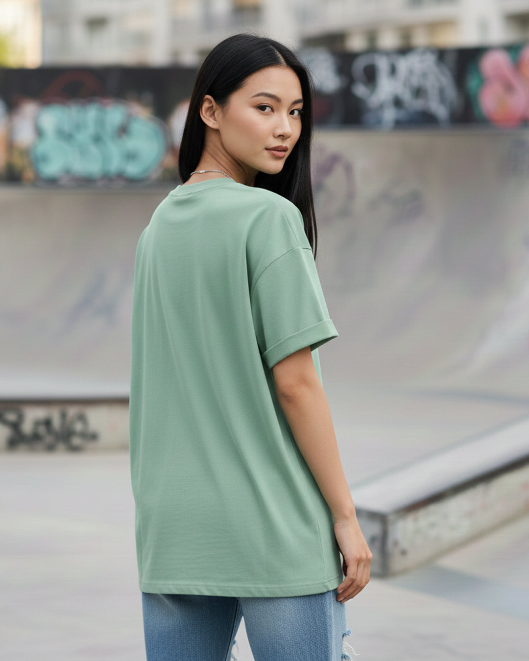 Urban Edge: The Oversized Teal Tee
