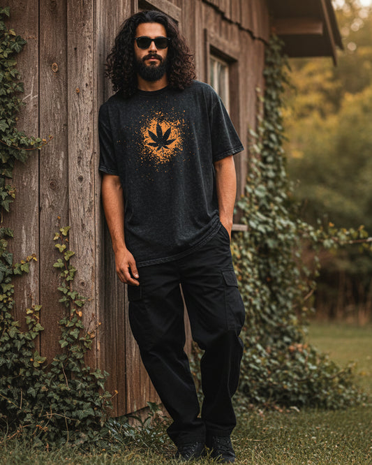 Chronic Leaf Acid Wash Oversize Tee