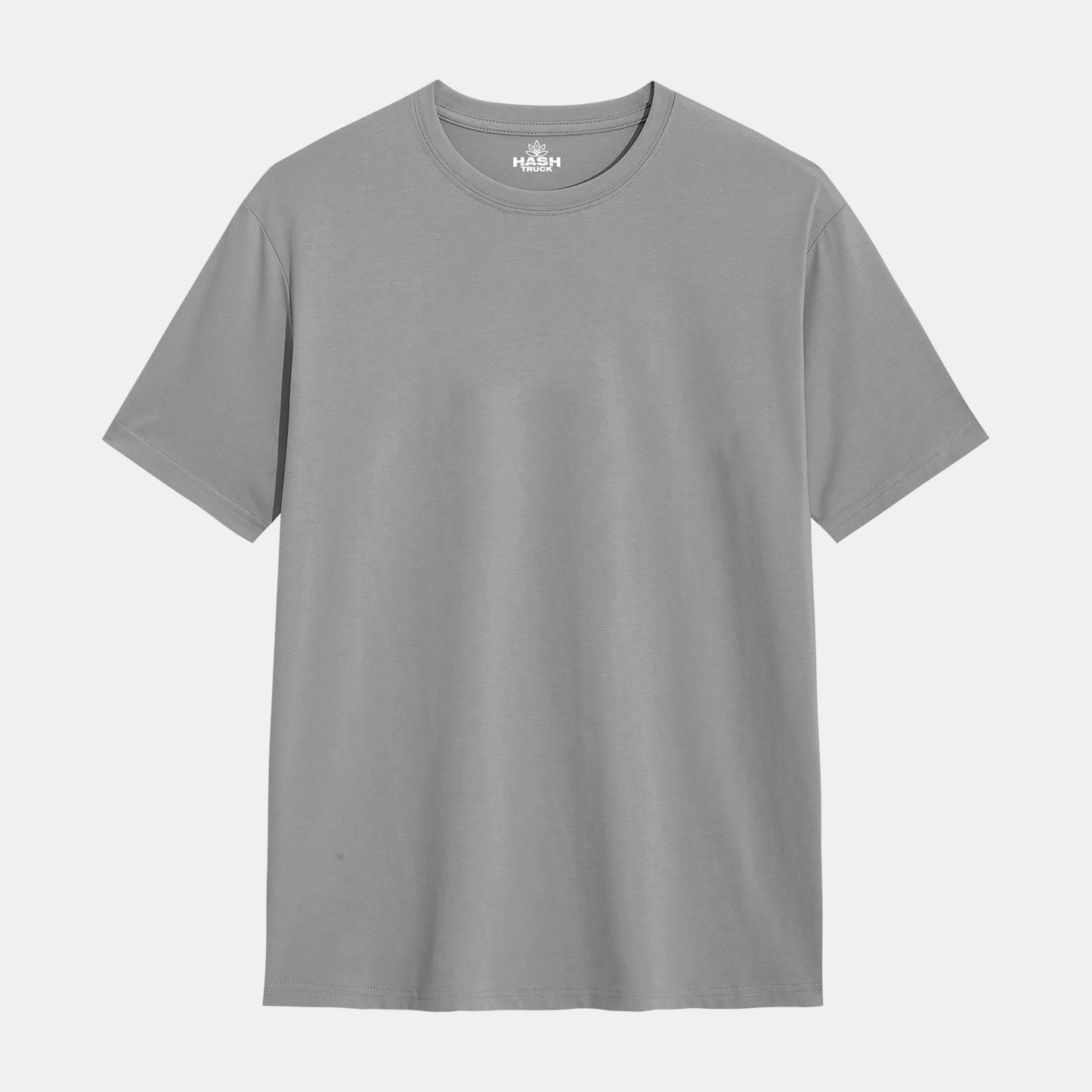 Hashtruck Solid Grey Cotton Plain T-Shirt