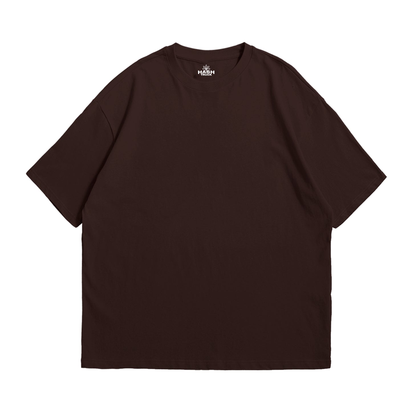 Hashtruck Solid Dark Brown Soft Jersey Oversized T-shirt