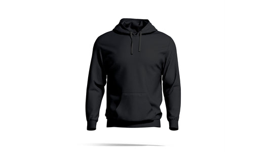 Hashtruck Black Plain Cotton Hoodie for Men & Women