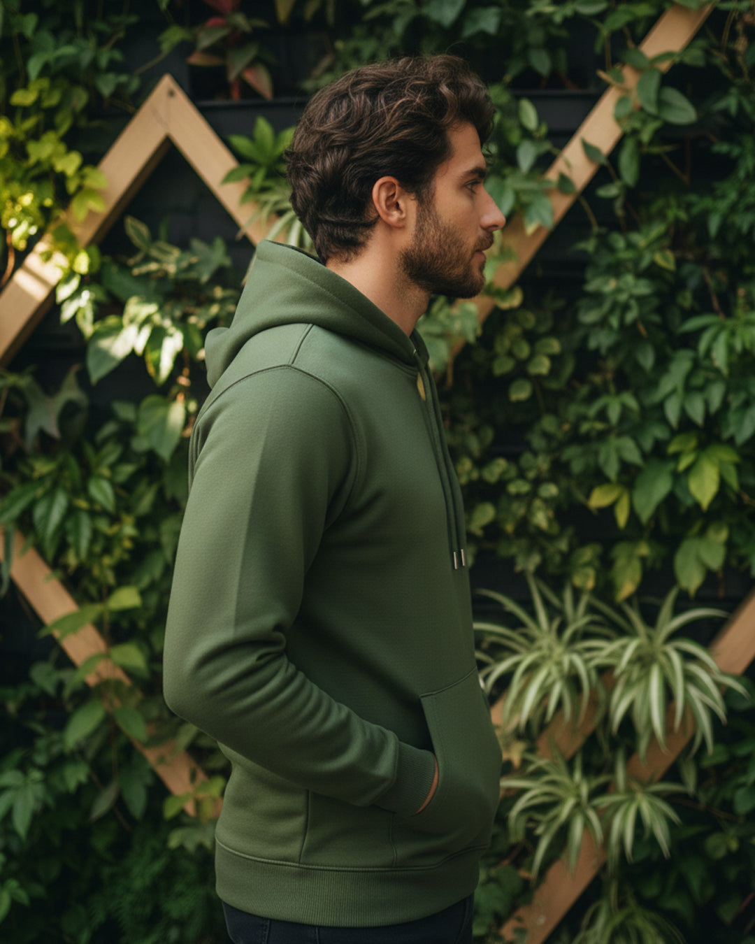 Hashtruck Mild Olive Green Color Hoodie.