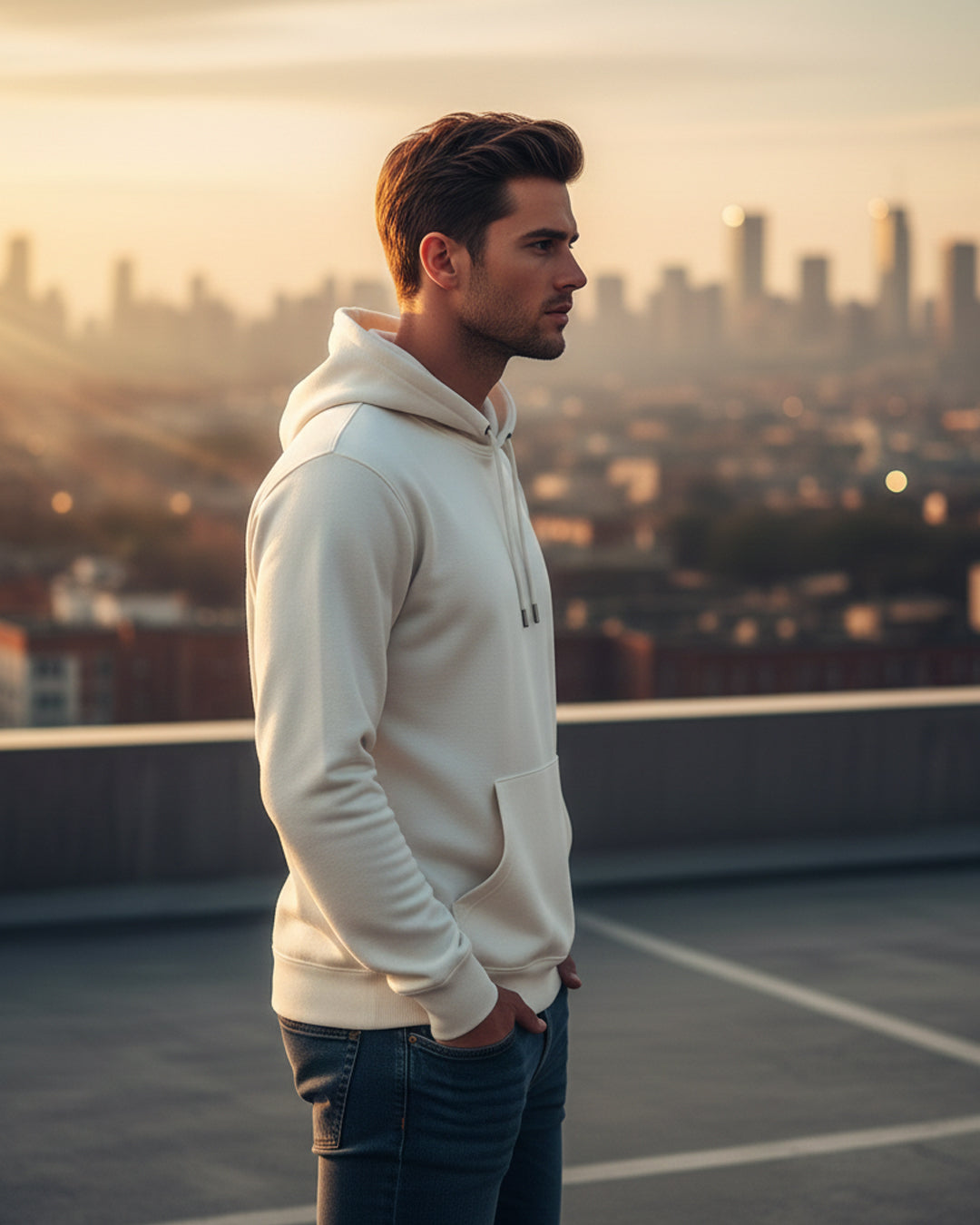 Hashtruck Milky Off-white Color Hoodie