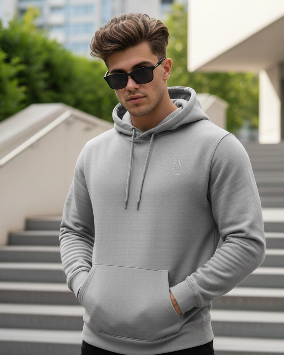 Hashtruck Rich Grey Color Hoodie.