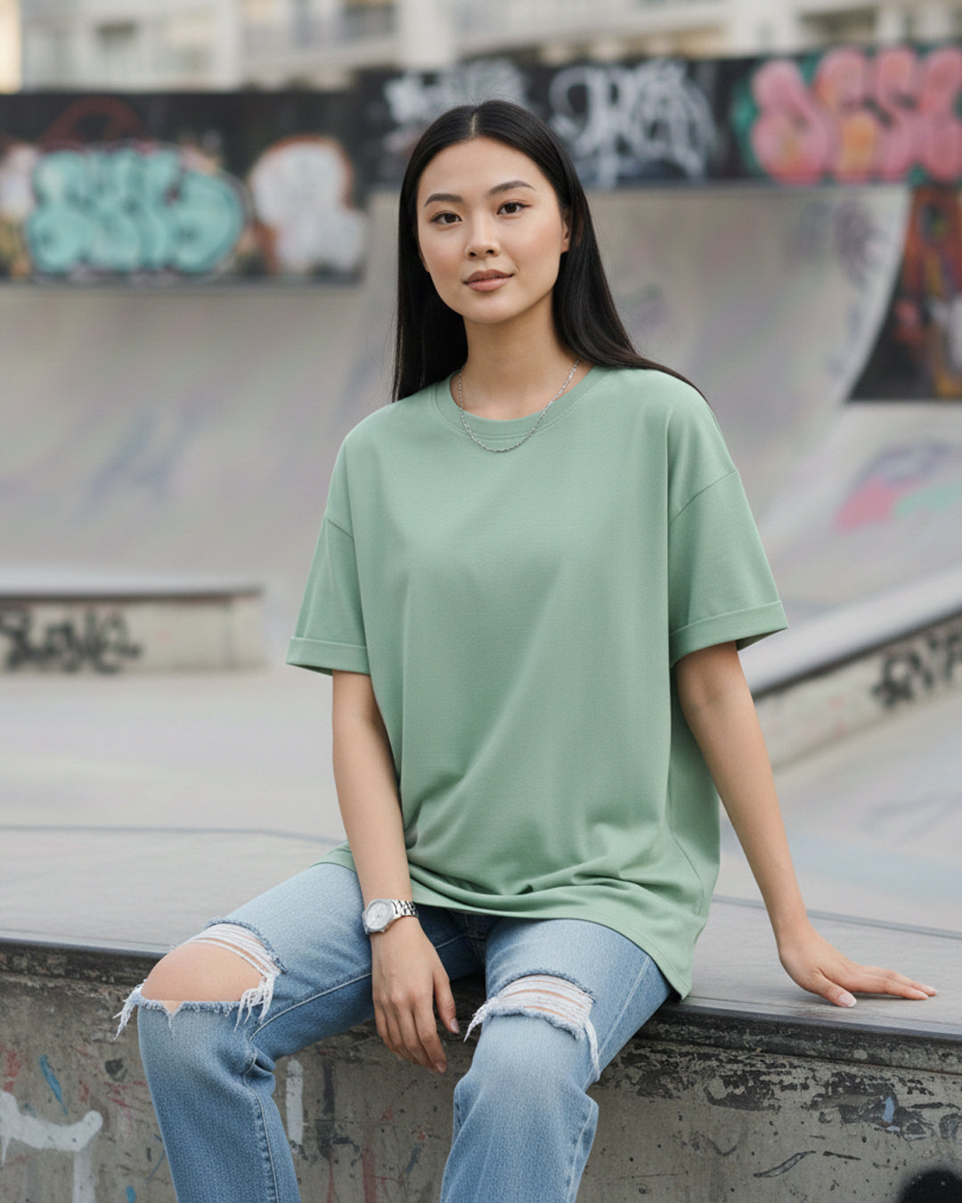 Urban Edge: The Oversized Teal Tee