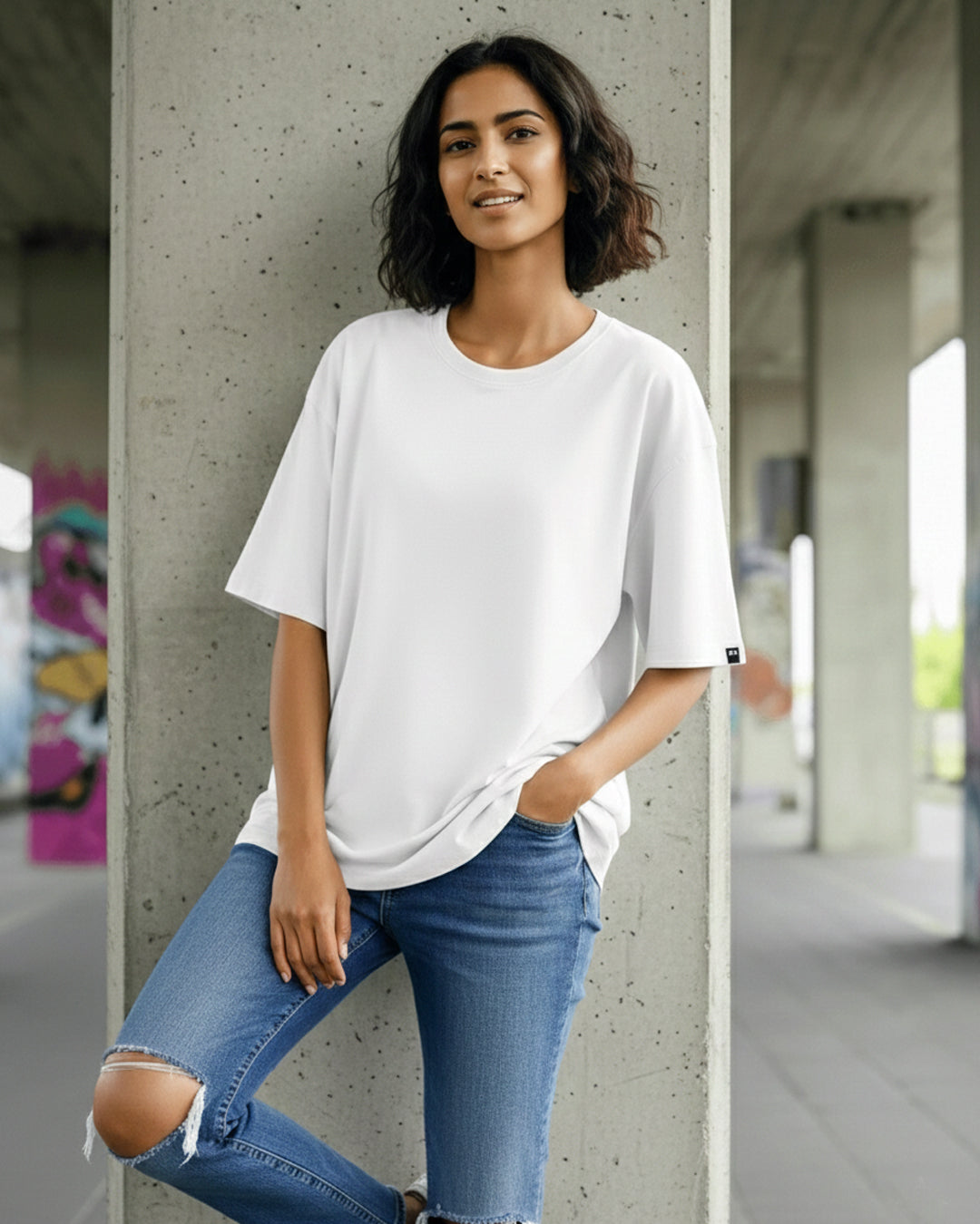 Essential White Drop-Shoulder