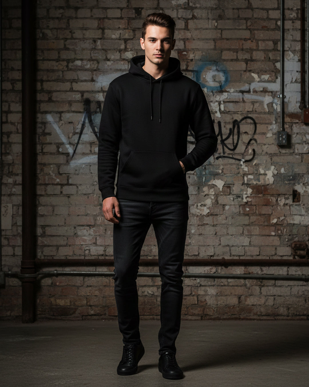 Hashtruck Solid Black Hoodie