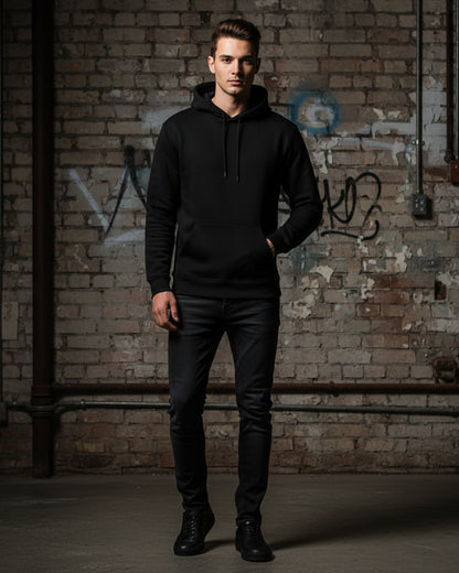 Hashtruck Solid Black Hoodie