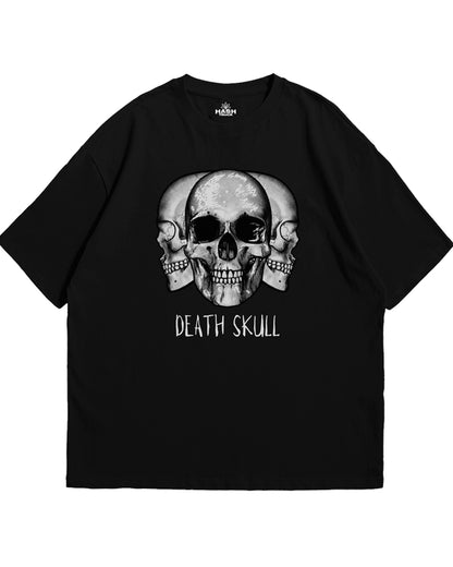 The Triple Death Skull: Oversized Black Graphic Tee