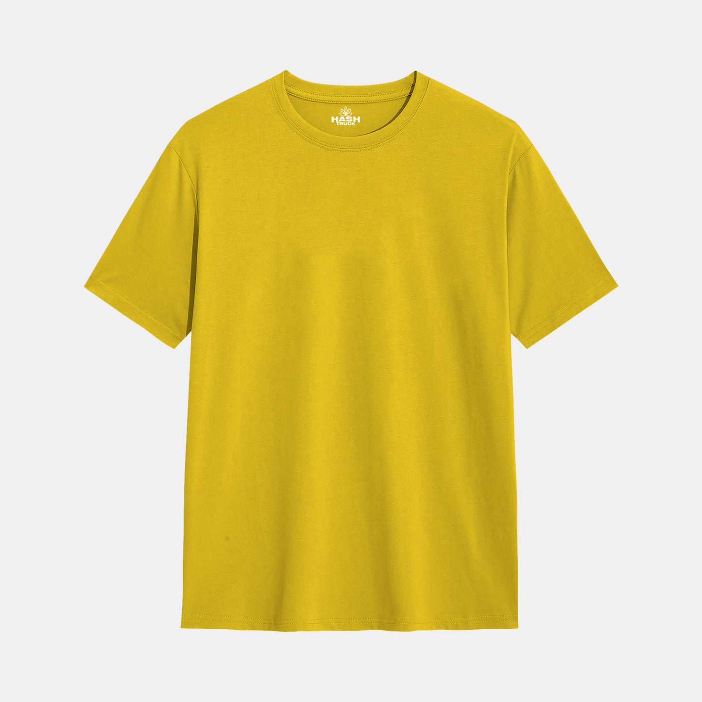 Hashtruck Solid Yellow Cotton Plain T-Shirt