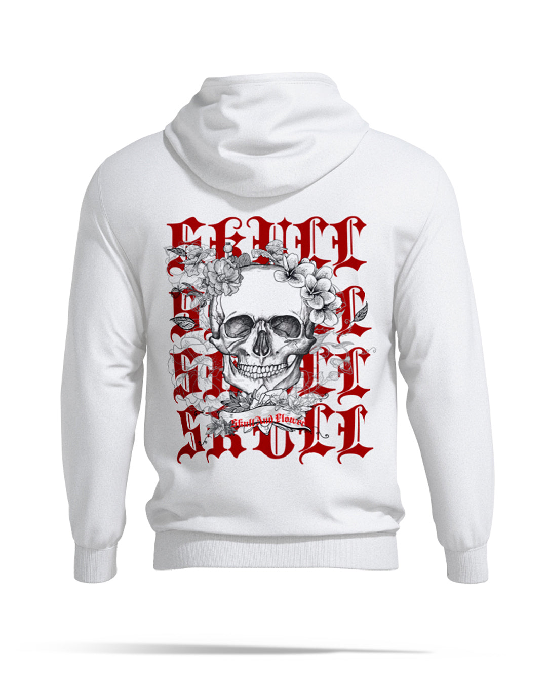 Skull and Flower Cotton Printed Hoodie for Men & Women