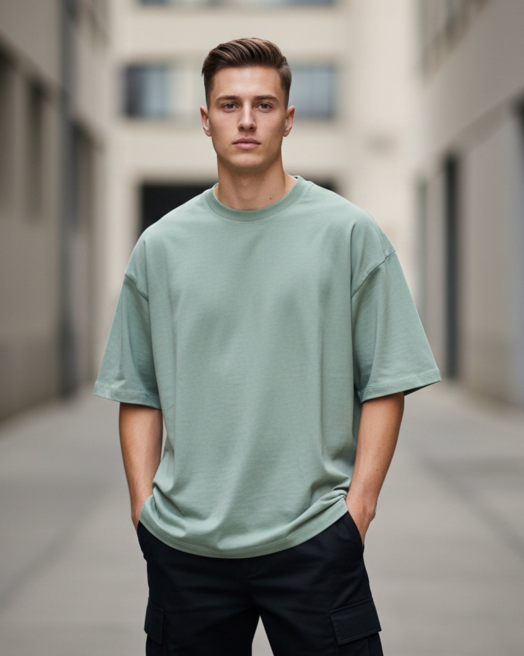 The Zenith Sage Green Oversized Tshirt