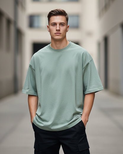 The Zenith Sage Green Oversized Tshirt