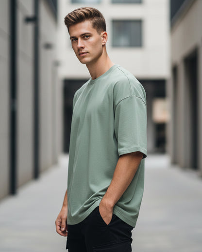 The Zenith Sage Green Oversized Tshirt